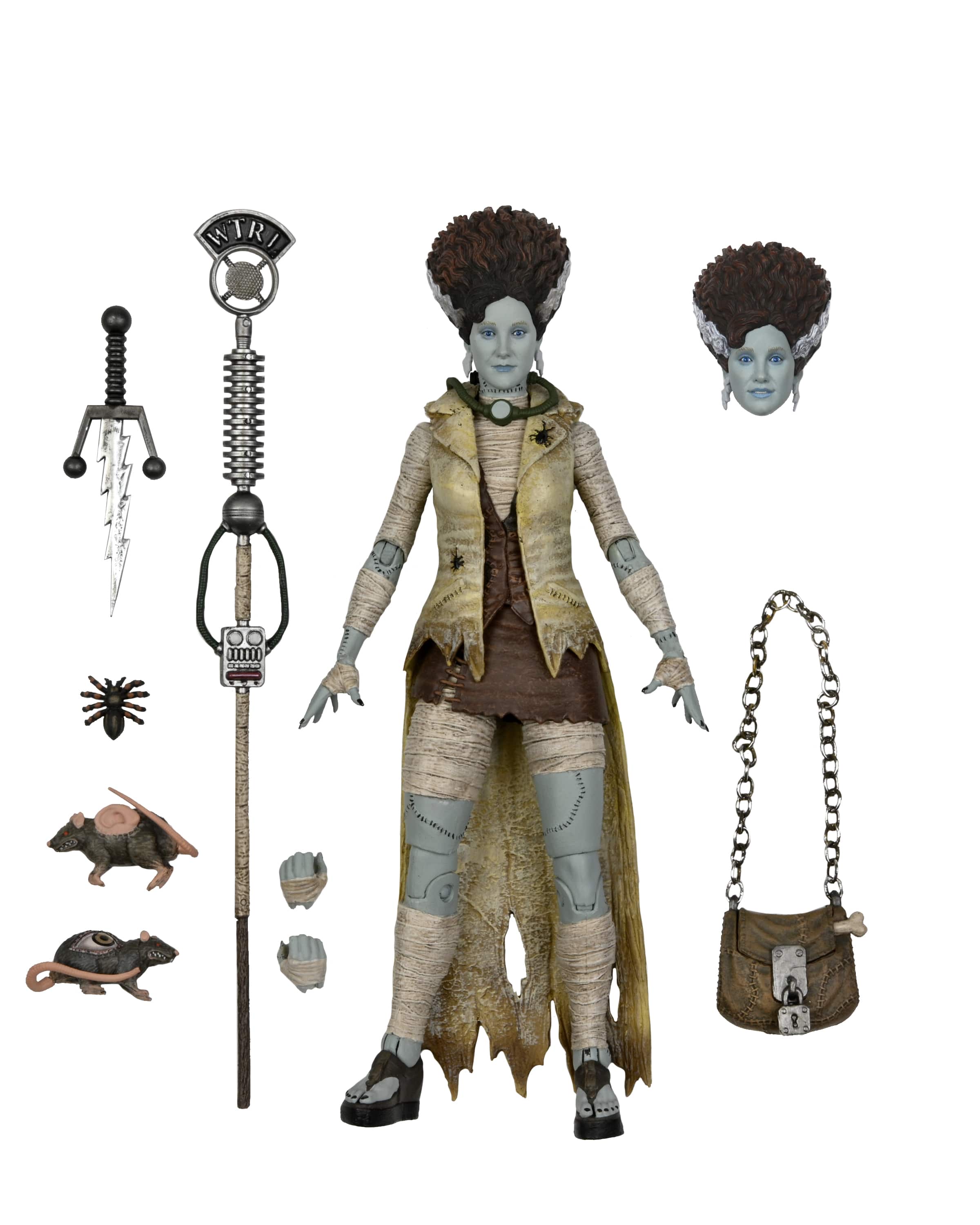Front. NECA - Universal Monsters/Teenage Mutant Ninja Turtles 7” Scale Action Figure - April as The Bride of Frankenstein.