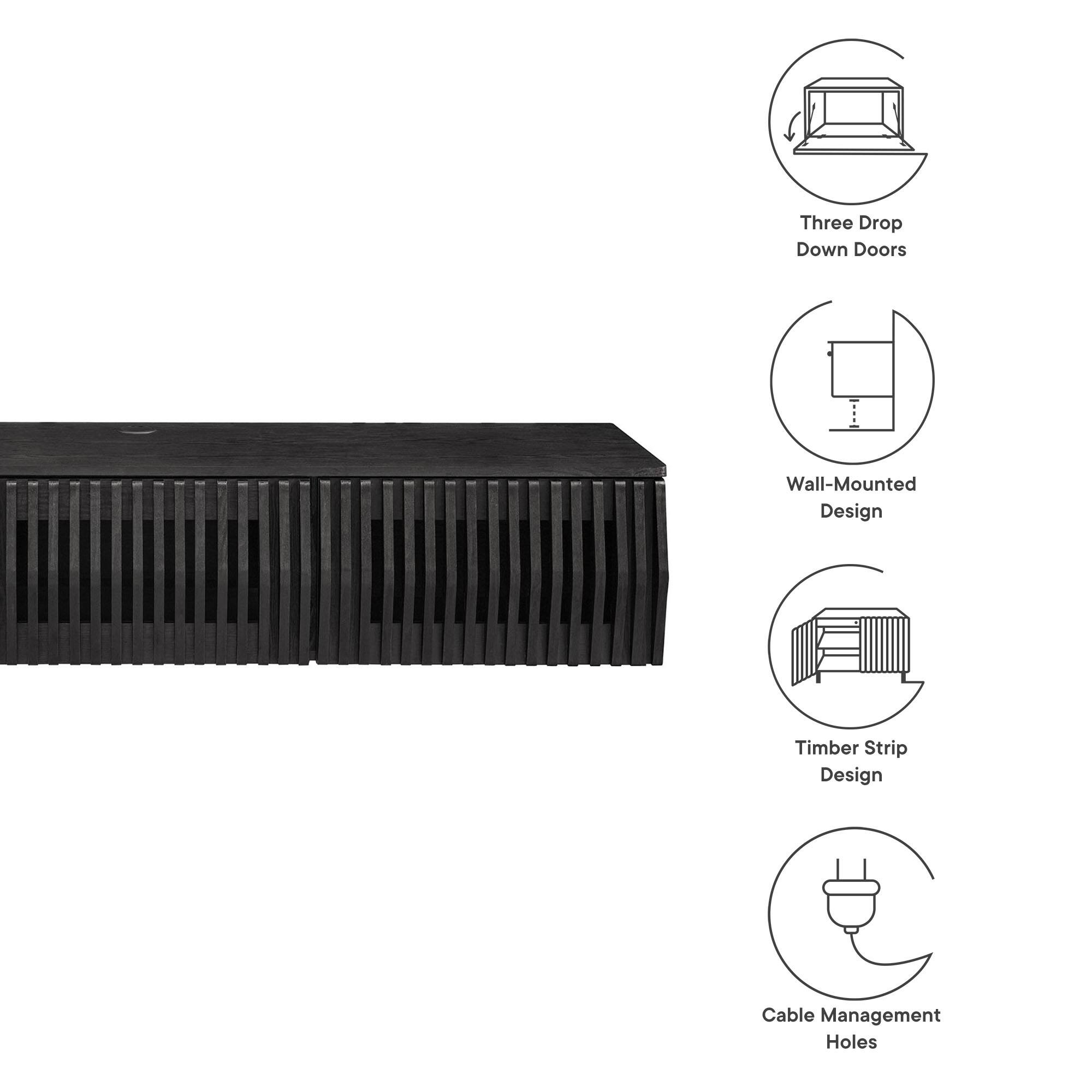 Three Drop Down Doors  
Wall-Mounted Design  
Timber Strip Design  
Cable Management Holes