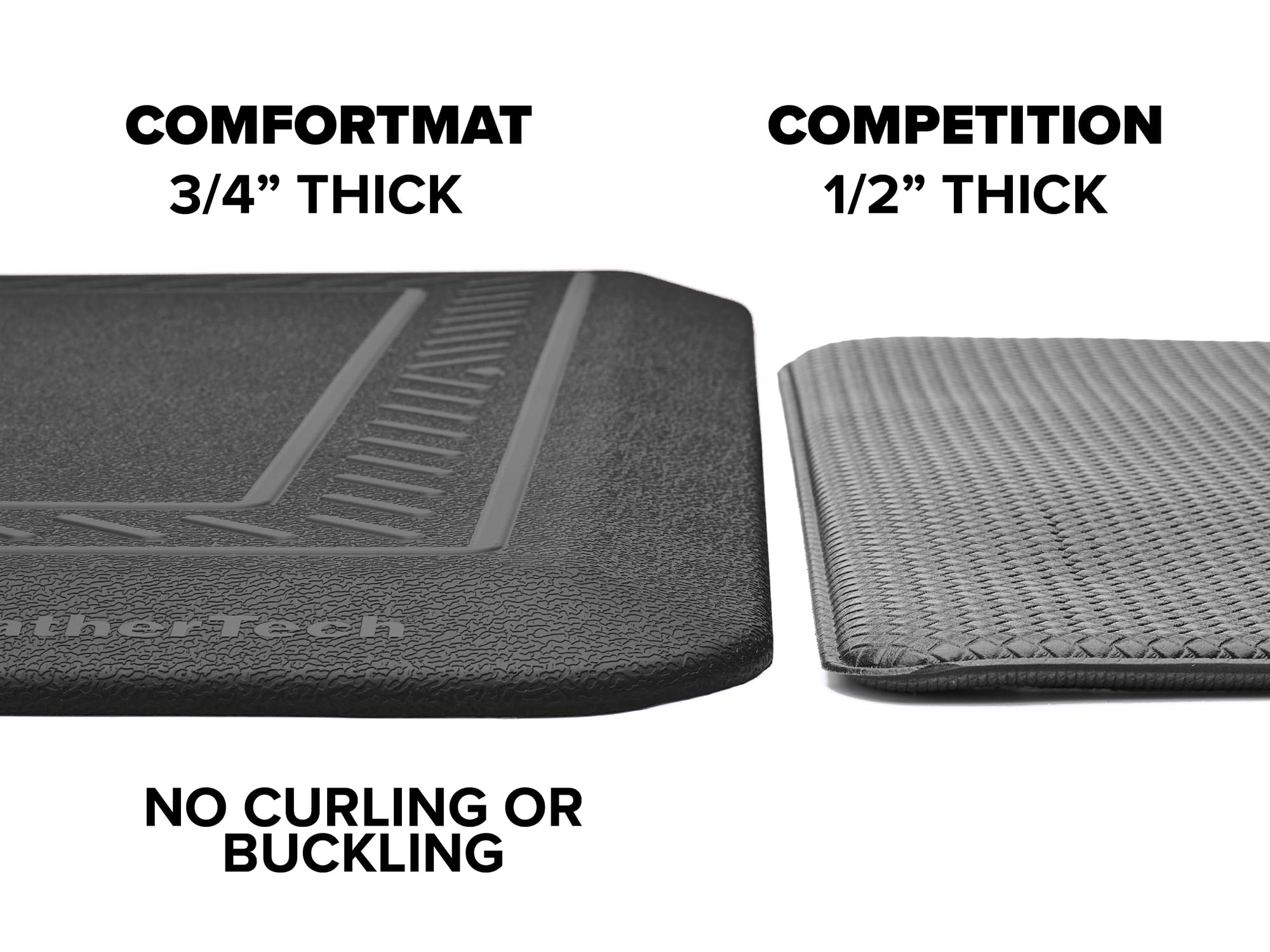 COMFORTMAT COMPETITION  
3/4" THICK 1/2" THICK  
NO CURLING OR BUCKLING