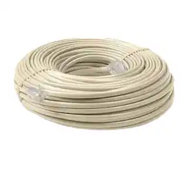 Home Collection - 38 FT Telephone Extension Cord Line Modular RJ11 Phone Cable - Ivory