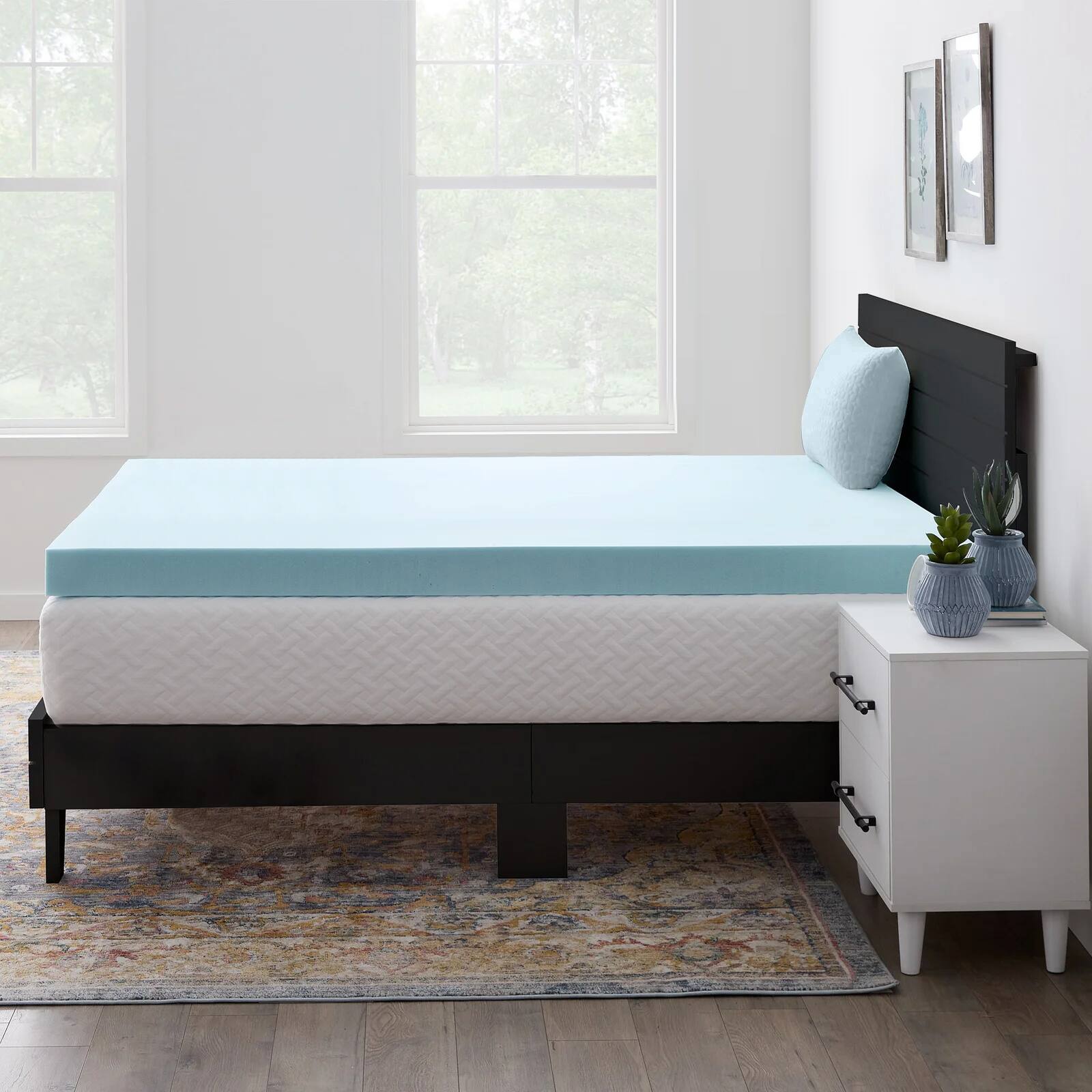 KERDOM - Mattress Protector Queen Size, Breathable Bed Cover, Net 2'' Memory Foam Mattress Add Pad, Washable Mattress Topper - 2'' Pad Only (No Cover)