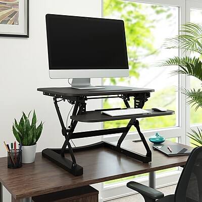Alt View 3. Union & Scale - FlexFit 27" Manual Adjustable Desk Converter - Black.