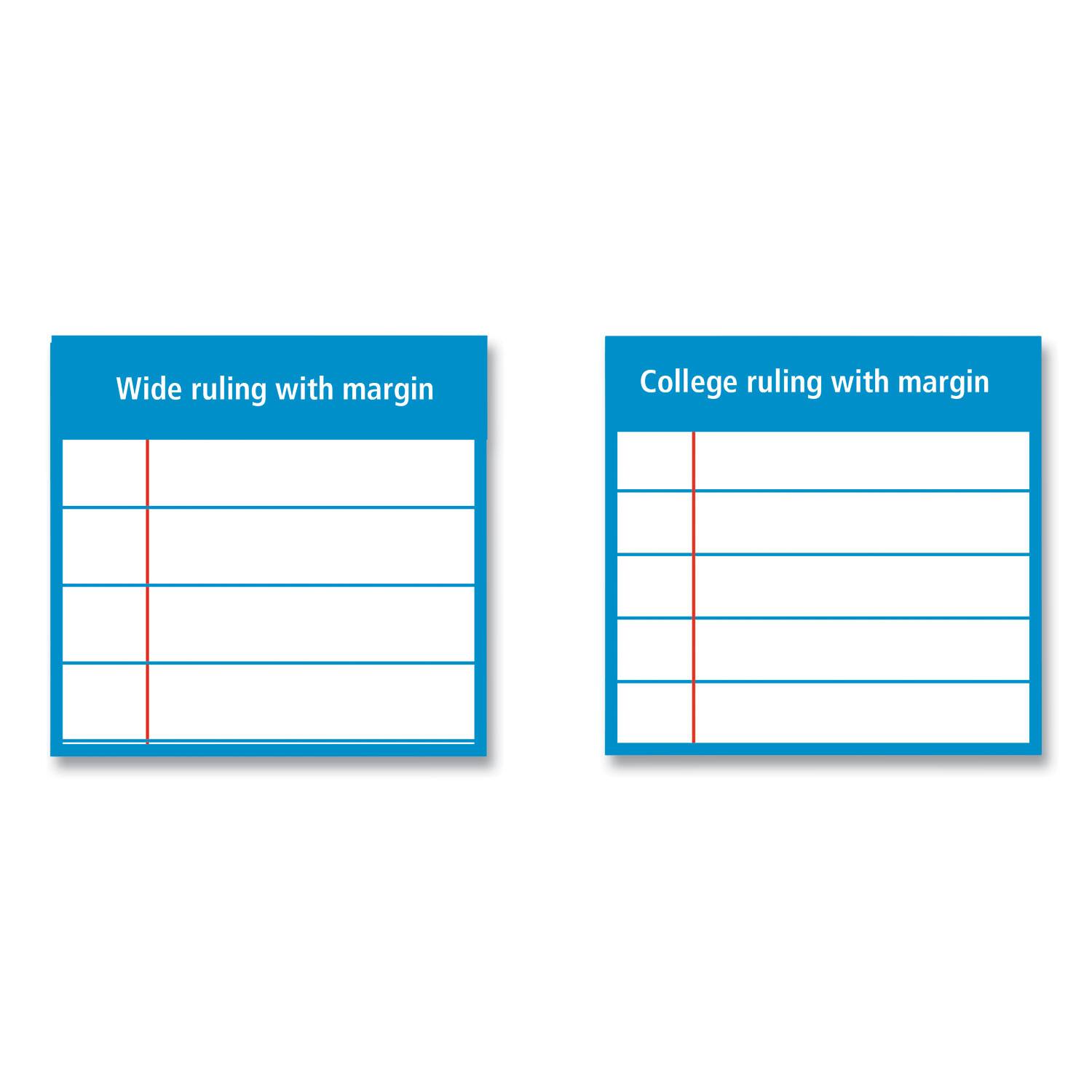 Wide ruling with margin  
College ruling with margin