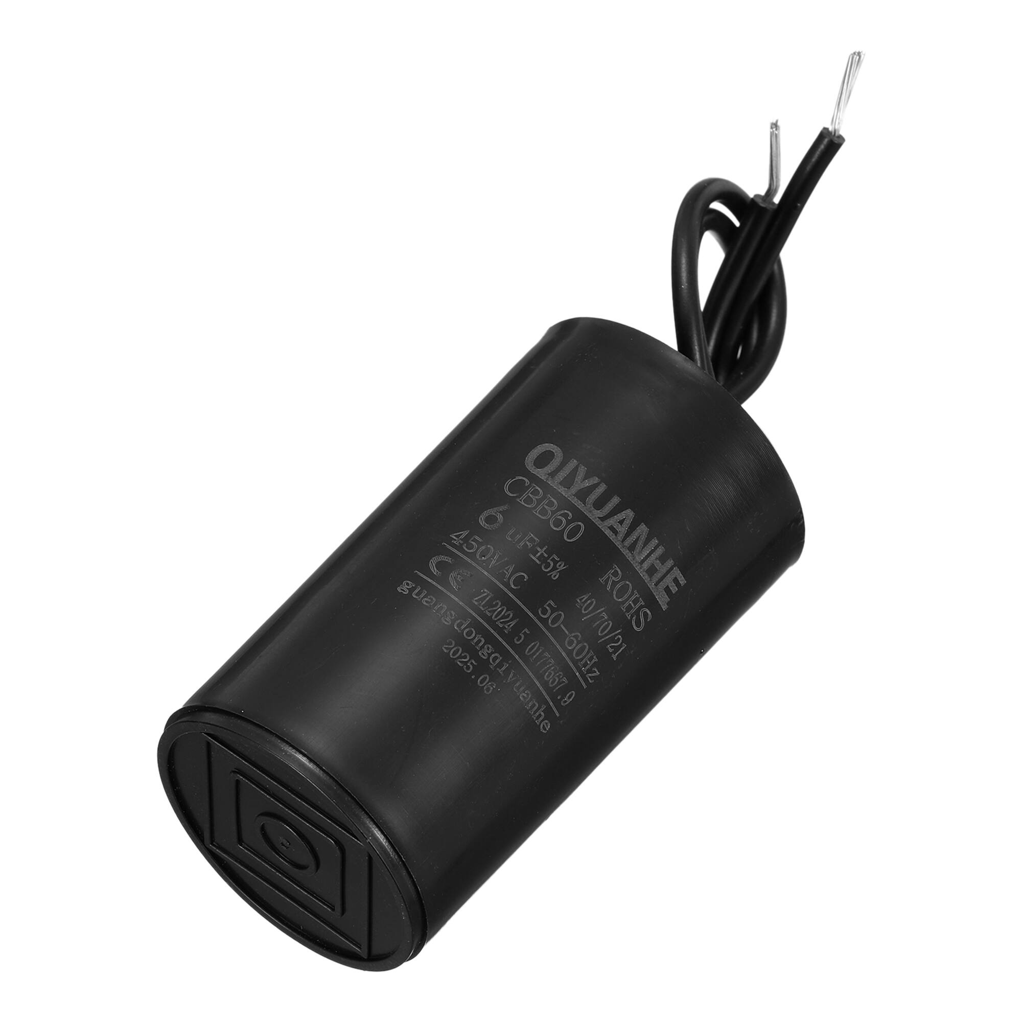 Unique Bargains - 6uF CBB60 Run Capacitor, AC 450V 2 Wires 50/60Hz Cylinder 34x60mm for Air Compressor, Water Pump - Black price history on PriceWatchPro
