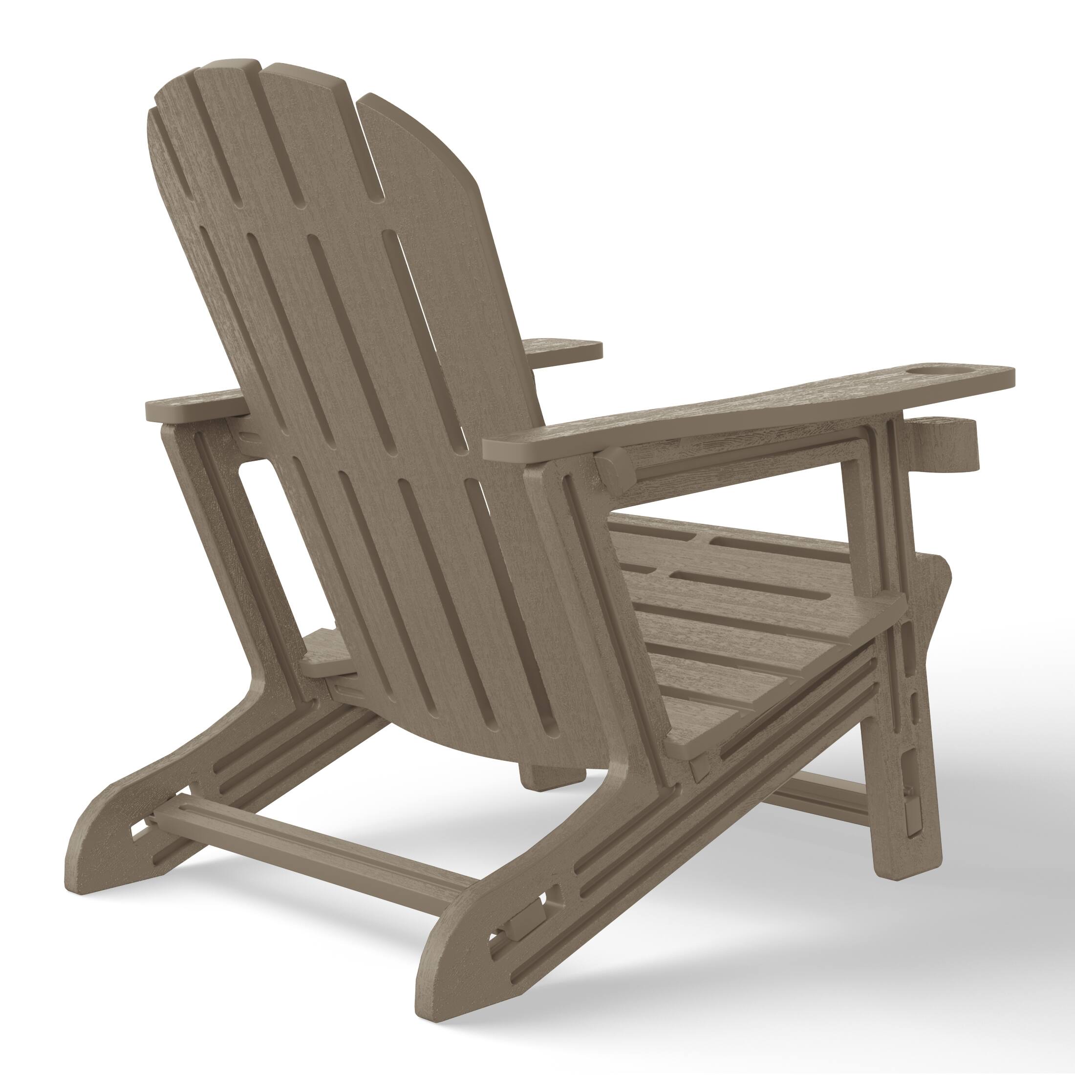 Back. WestinTrends - WestinTrends Azura Tool-Free Assembly Outdoor Patio HDPE Plastic Adirondack Chair with Cup Holder - Weathered Wood.