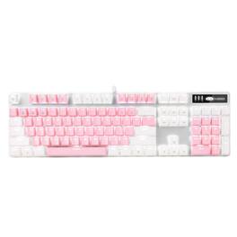 METALTON - Keyboards With Double shot Computer For Laptop Desktop Pc Gamers - White & Pink - Blue Switch