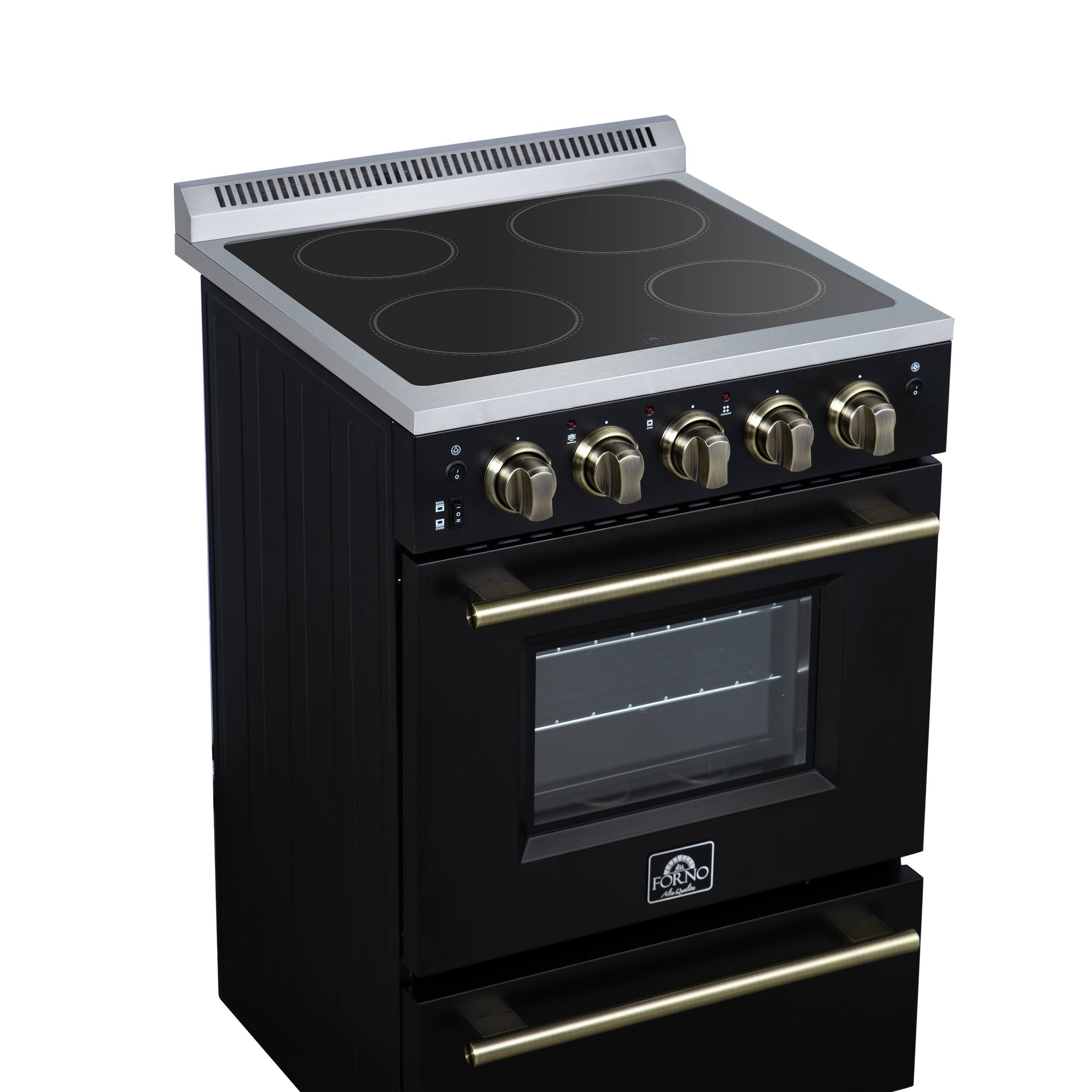 Alt View 3. Forno Appliances - Loiano 2.3 Cu. Ft. Freestanding Electric Range with Storage Drawer - Black.