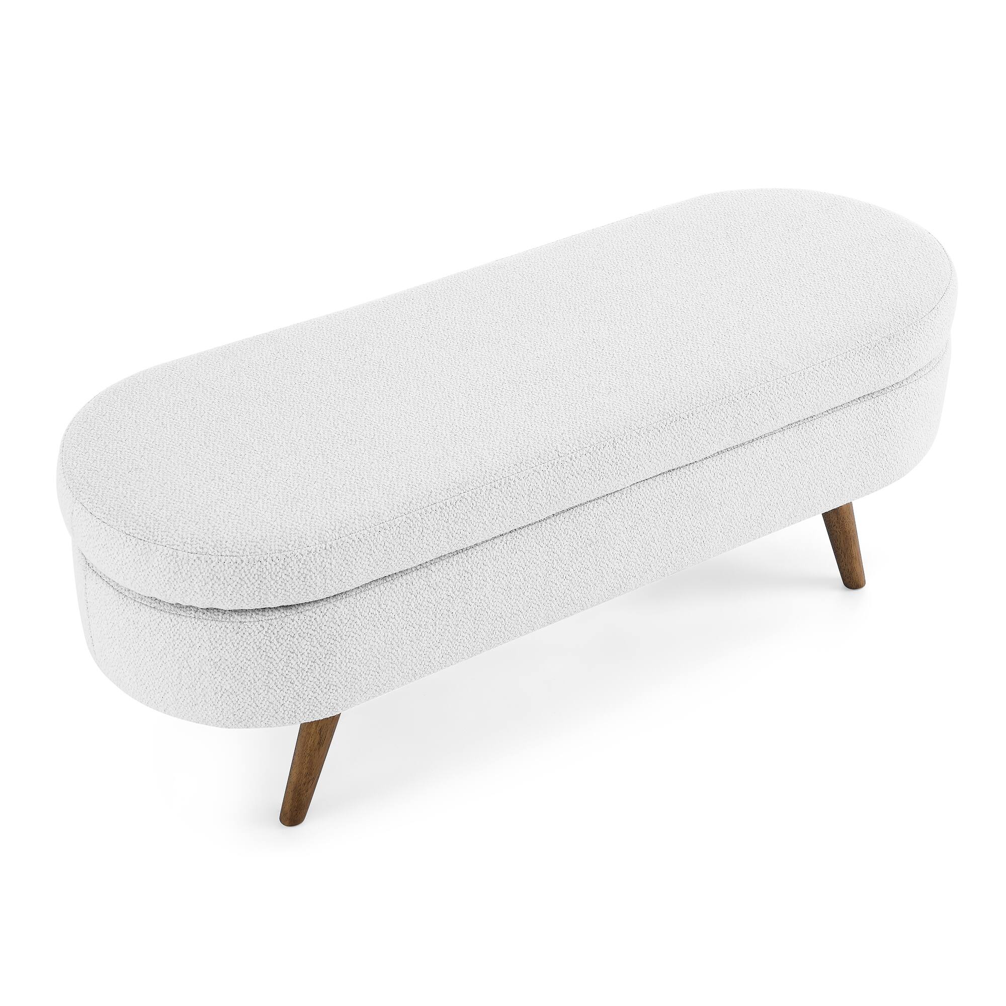 Alt View 5. GOODSILO - Elegant Fabric Storage Ottoman Bench with Wooden Legs for Living Room or Bedroom Footrest and Seating - White.