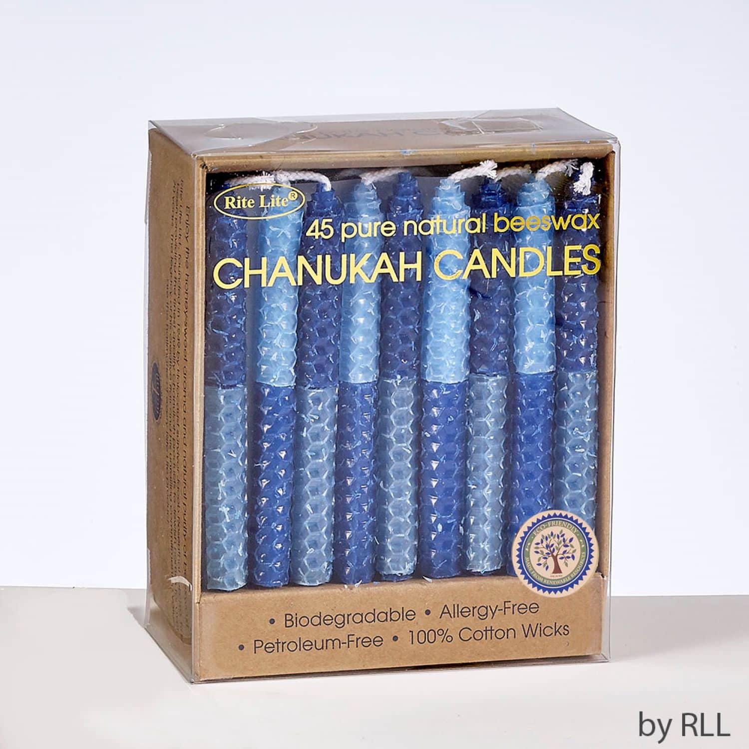 Rite Lite - Two-Tone Honeycomb Beeswax Hanukkah Candles - 4" - 45ct - Blue