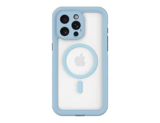 Front. Body Glove - Body Glove Tidal Waterproof with MagSafe Case for iPhone 15 Pro Max | Color: Clear/Blue - Clear/Blue.