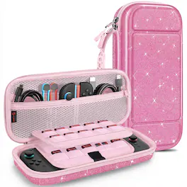 Fintie - Shockproof Carrying Case for Nintendo Switch 2 (2025) Portable Hard Shell Protective Cover, Travel Storage Bag - Glittering Pink