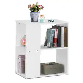 Ecooso - 3-Tier End Side Table with Open Storage and Stable Base, Beside Table for Living Room - White