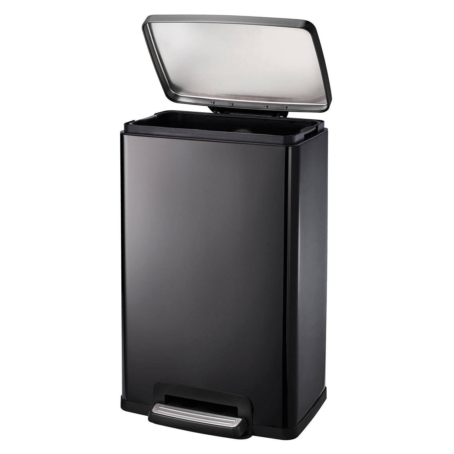 Left. Hivvago - Stainless Steel 13-Gallon Kitchen Trash Can with Step Lid Charcoal Black Grey - Charcoal Black Grey.