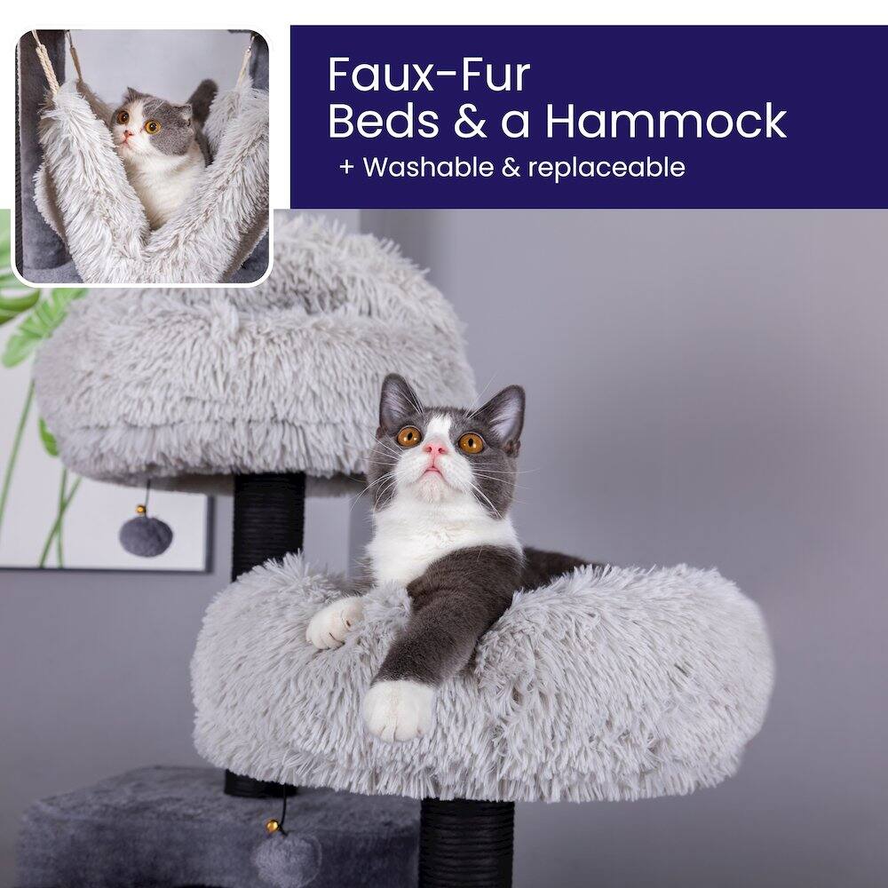 Faux-Fur Beds & a Hammock  
+ Washable & replaceable