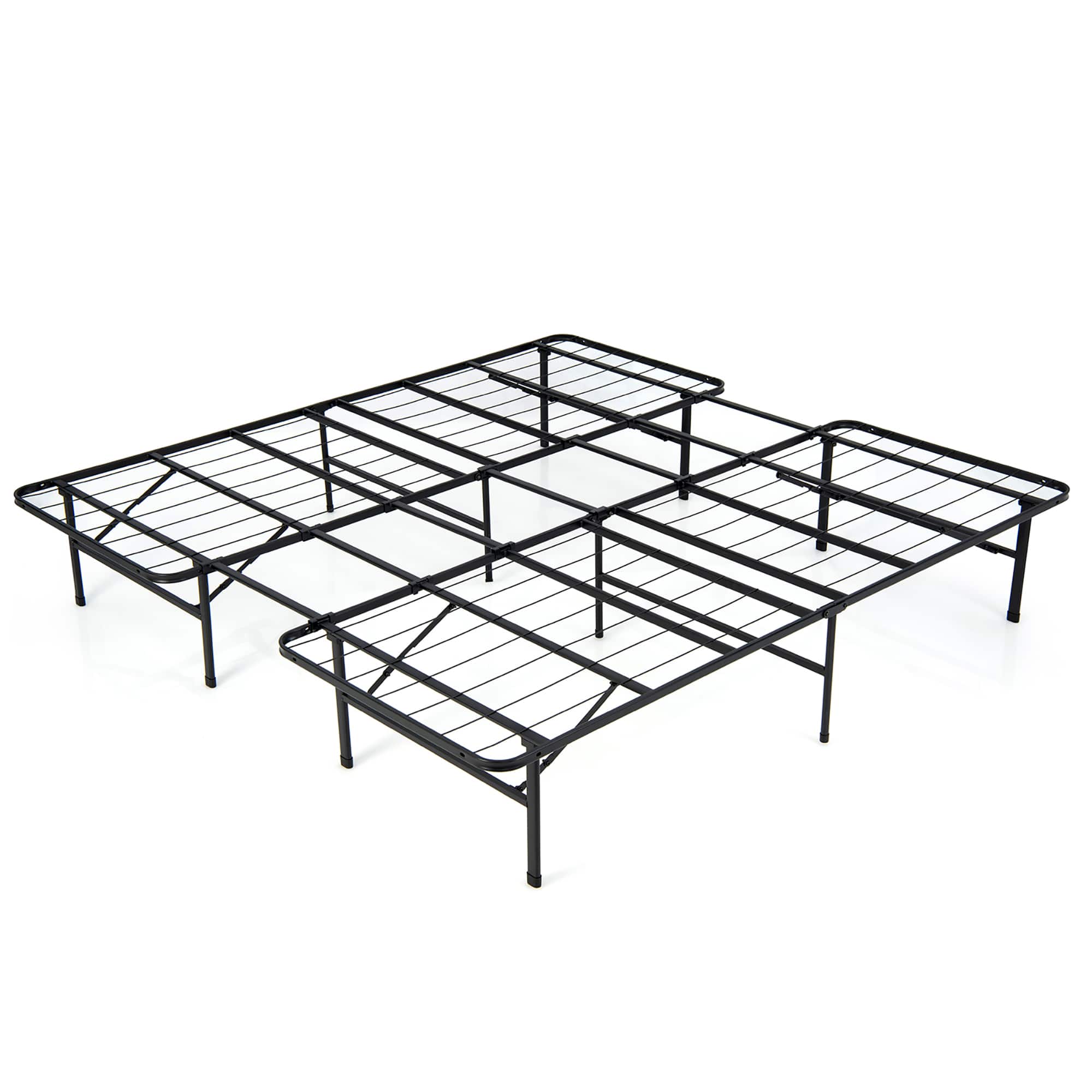 Front. Costway - Costway Queen/ King Folding Metal Platform Bed Frame 13 Inch Mattress Foundation 660 LBS - Black.
