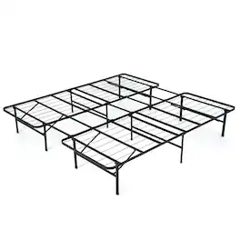 Costway - Queen/ King Folding Metal Platform Bed Frame 13 Inch Mattress Foundation 660 LBS - Black