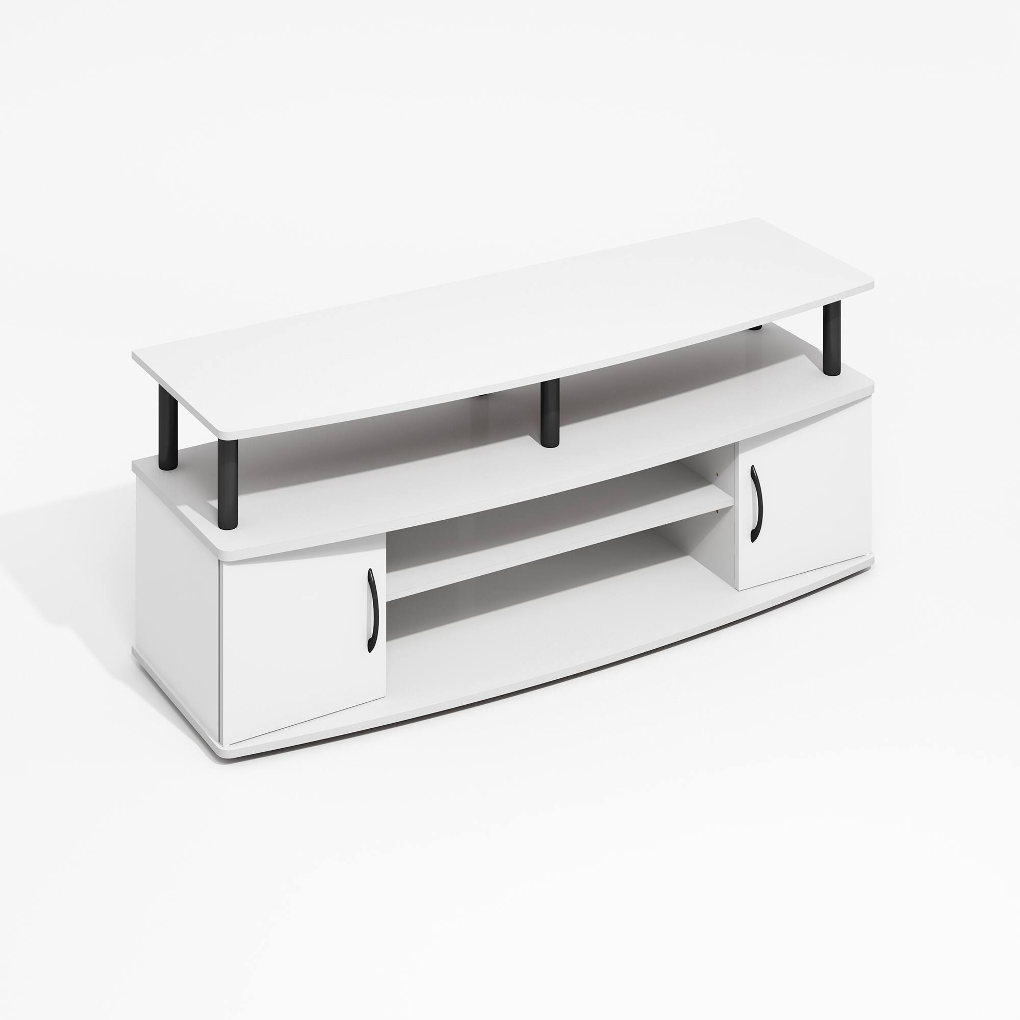 Furinno - JAYA Large Entertainment Center Hold up to 55-IN TV - Plain White/Black