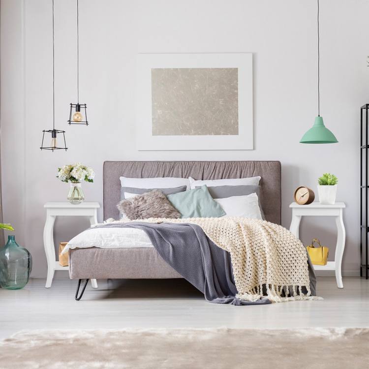 Angle. Hivvago - Hivvago Stylish Nightstand End Table - Set of 2 - White.