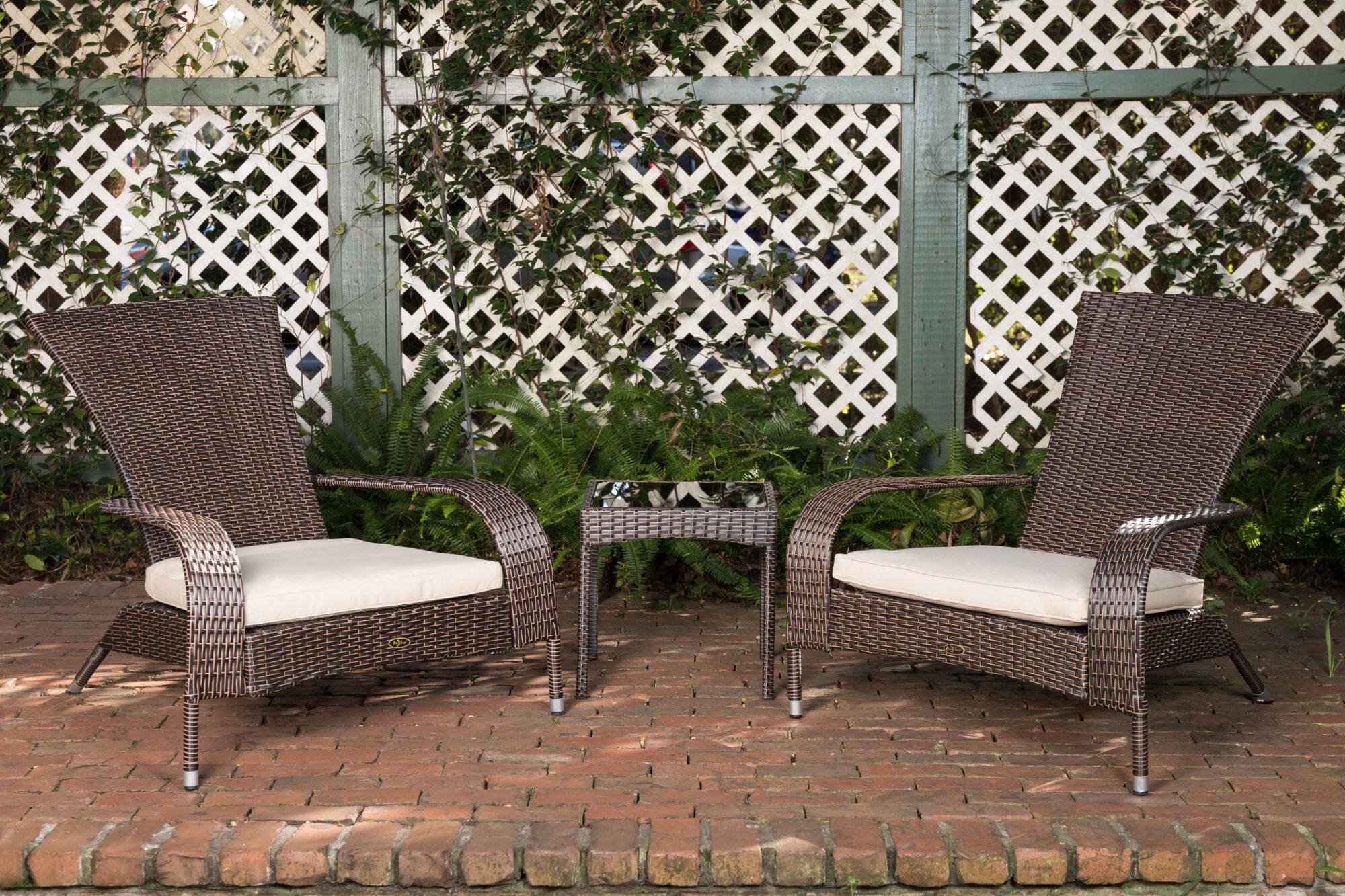 Alt View 24. Patio Sense - Patio Sense Coconino Wicker Conversation Set Lightweight & Durable Adirondack Style Chairs All Weather Wicker - Mocha.