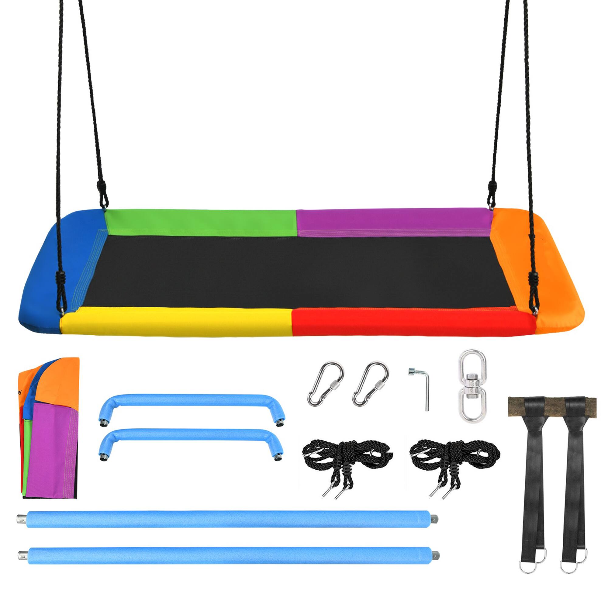 Alt View 9. Gymax - Gymax 60'' Kids Giant Tree Rectangle Swing 700 lbs w/ Adjustable Hanging Ropes Colorful - Multi-color.
