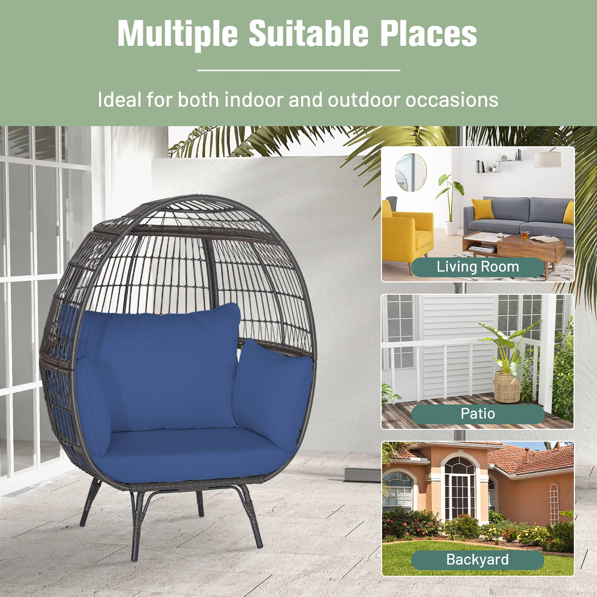 Multiple Suitable Places  
Ideal for both indoor and outdoor occasions  

Living Room  
Patio  
Backyard