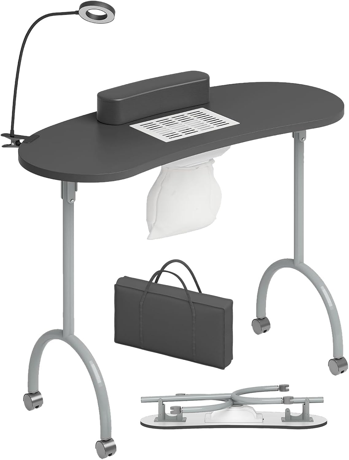 Front. Circus Cirle - Portable Manicure Nail Table, Foldable Manicure Table，Black.
