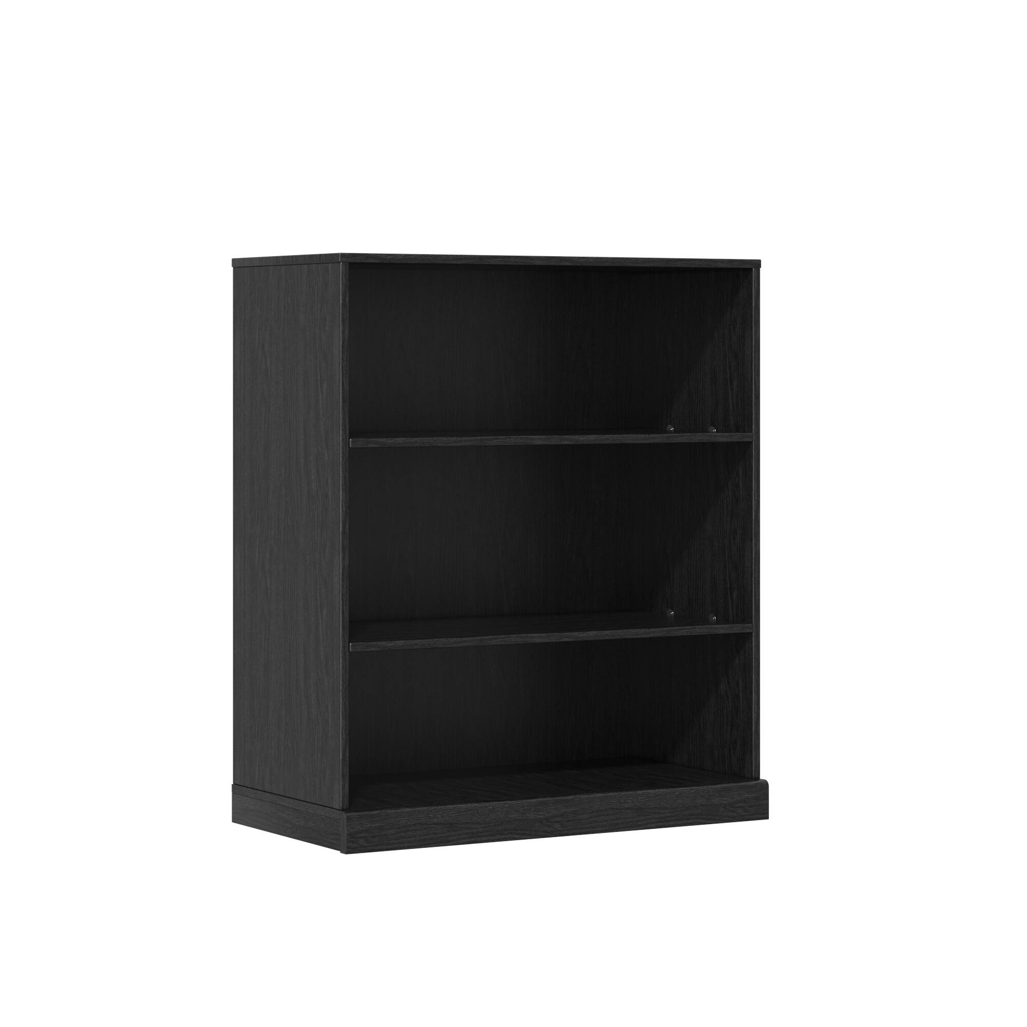 Angle. PexFix - 31 in. 3-Shelf Solid Wood Storage Bookcase Farmhouse Multi-Functional Display Cabinet Furniture with Adjustable Shelves - Black.