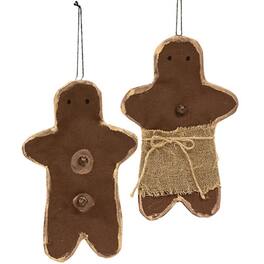 BreeBe - 2/Set - Gingerbread Boy/Girl Ornaments - Brown