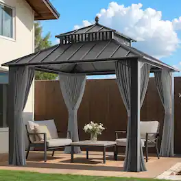 SUNJOY - Kingston Aluminum Gazebo - Slate Gray, 10x10