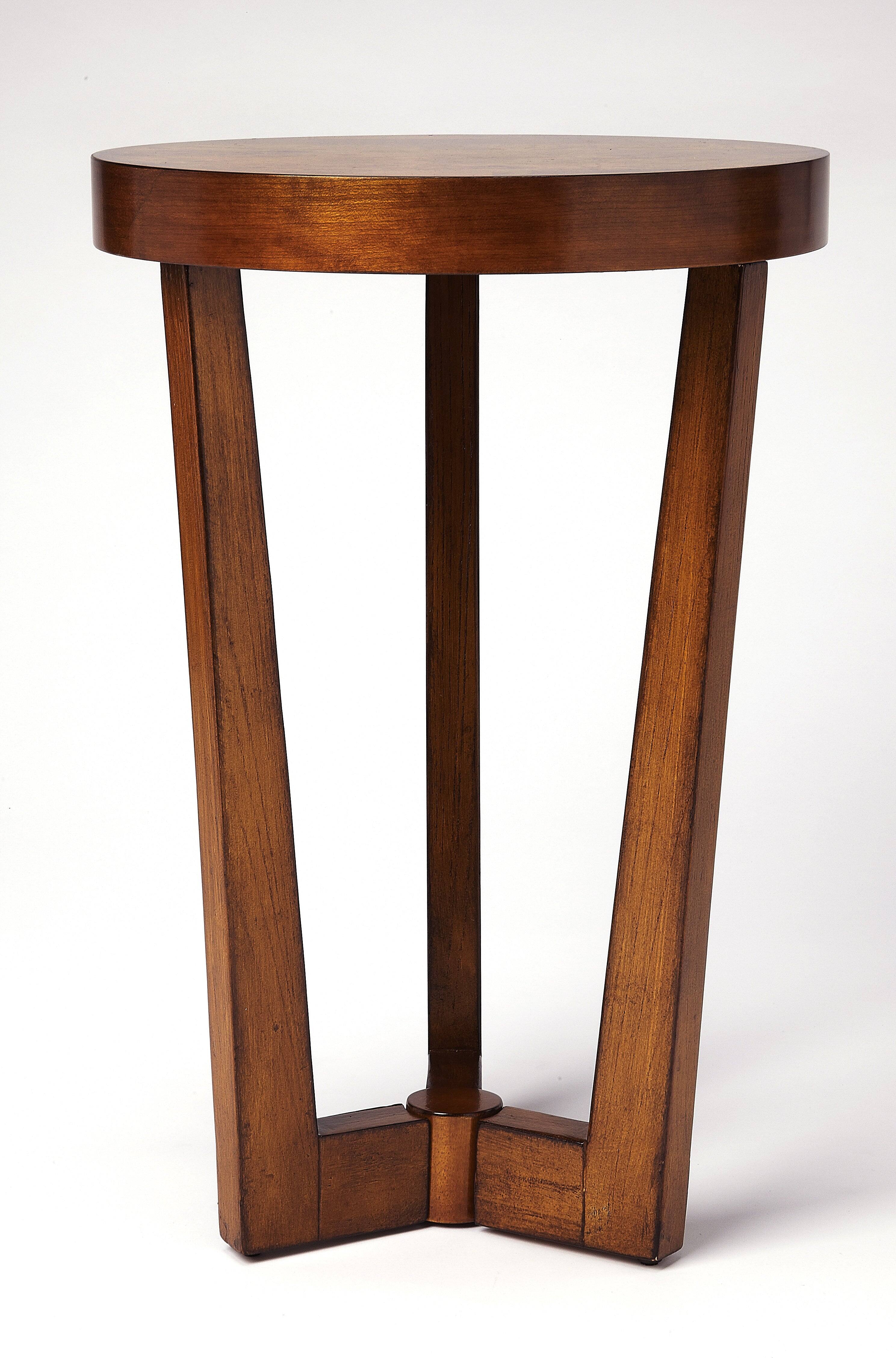 Alt View 4. Butler Specialty - Aphra 16 in. W Round Wood Side Table with Tripod Base - Medium Brown.