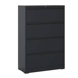 Lycvki - 4-Drawer Lockable Lateral File Cabinet - Legal/Letter/A4/F4 Size - Black