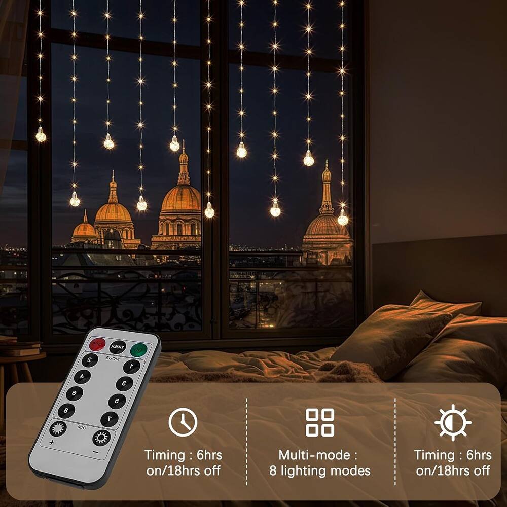 Sure, here is the corrected and grouped text from the image:

- **Timing:** 6hrs on/18hrs off
- **Multi-mode:** 8 lighting modes
- **Timing:** 6hrs on/18hrs off