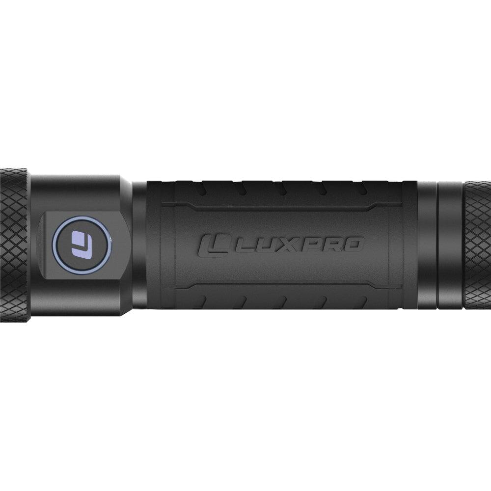 Back. LUXPRO - Dual-Power Focusing LED Flashlight, 1253 Lumens - Black.