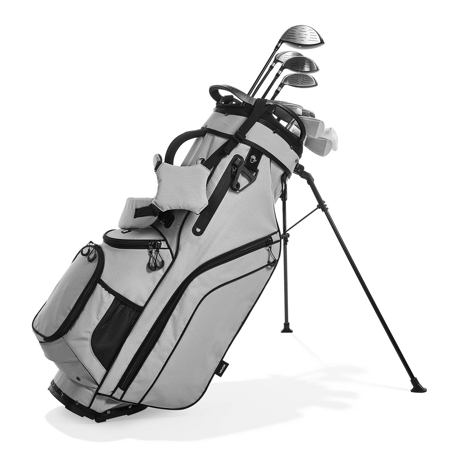 Alt View 5. VEVOR - Golf Cart Bag, 14 Way Top Divider Organizer, 2-in-1 Golf Club Bag with Full-length Divider, Dual Shoulder Straps - Grey.