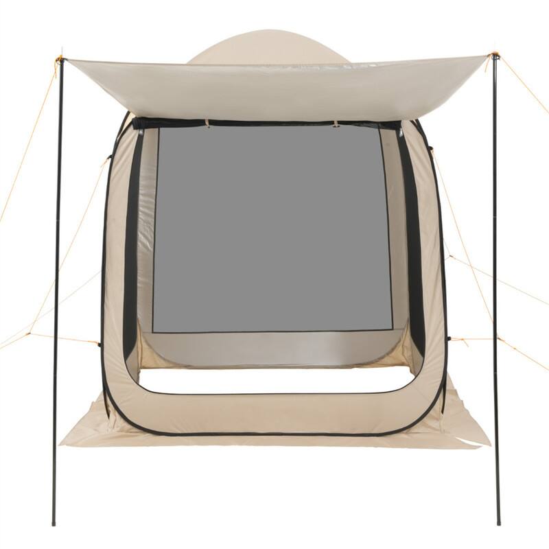 Alt View 8. HTUTWOO - Portable House Tent - 6 x 6 ft 4-6 Person Pop Up Tent, Extended Awning, Screened Canopy with Carry Bag & Netting Sides - Beige.