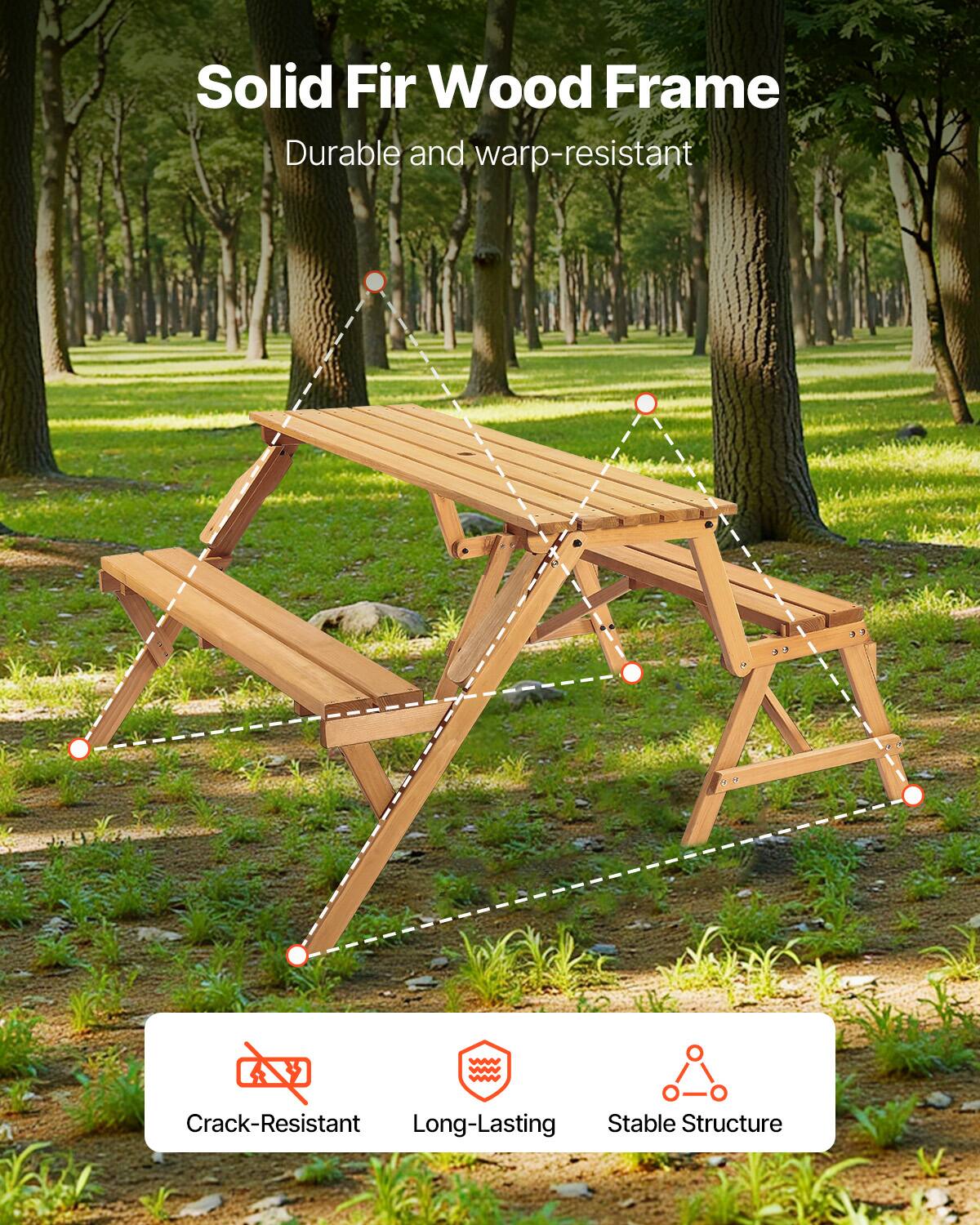 Solid Fir Wood Frame  
Durable and warp-resistant  

Crack-Resistant  
Long-Lasting  
Stable Structure