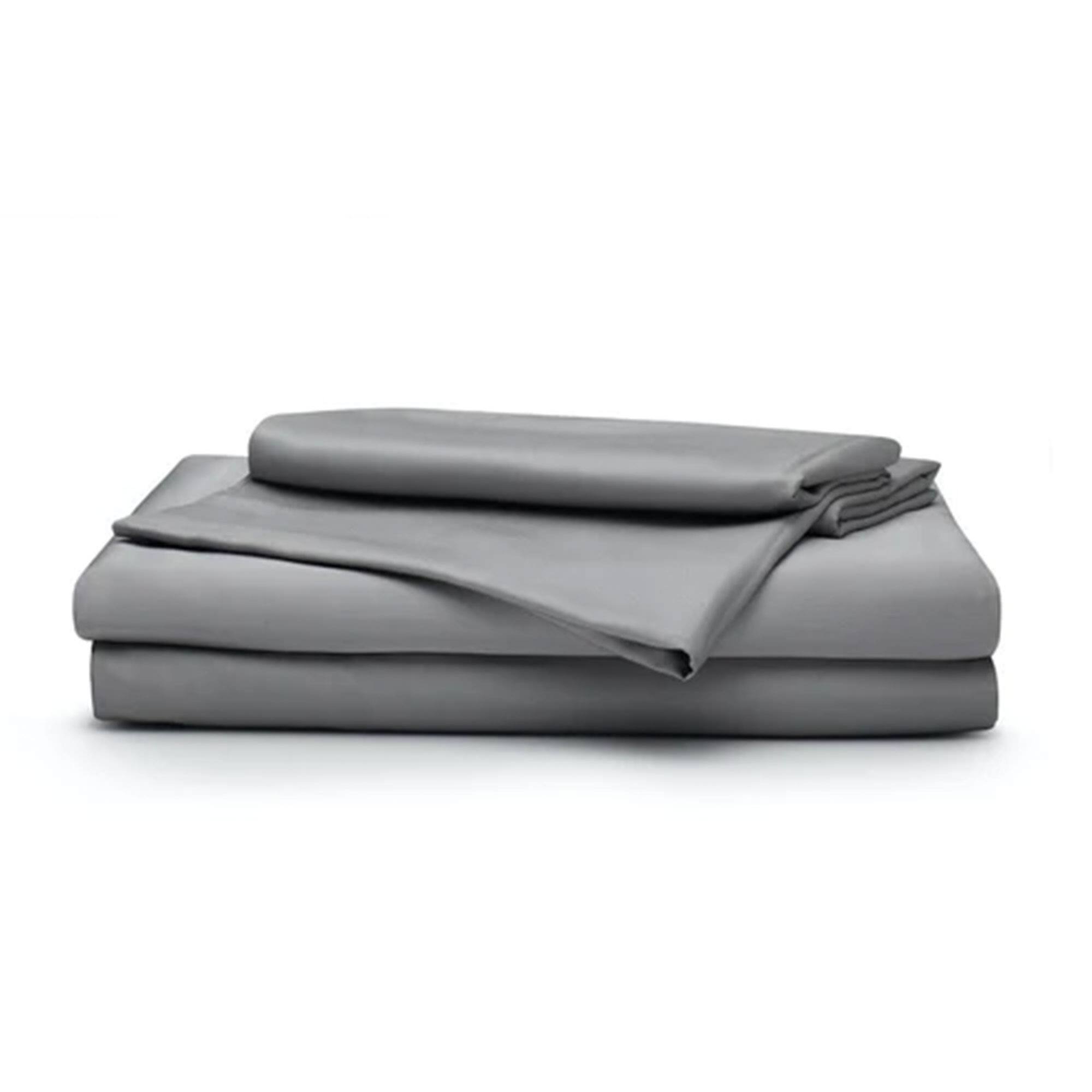 Front. Sleepgram - Sleepgram Viscose from Bamboo Queen Bed Sheet Set with 2 Pillowcases, Grey Stone - Grey.