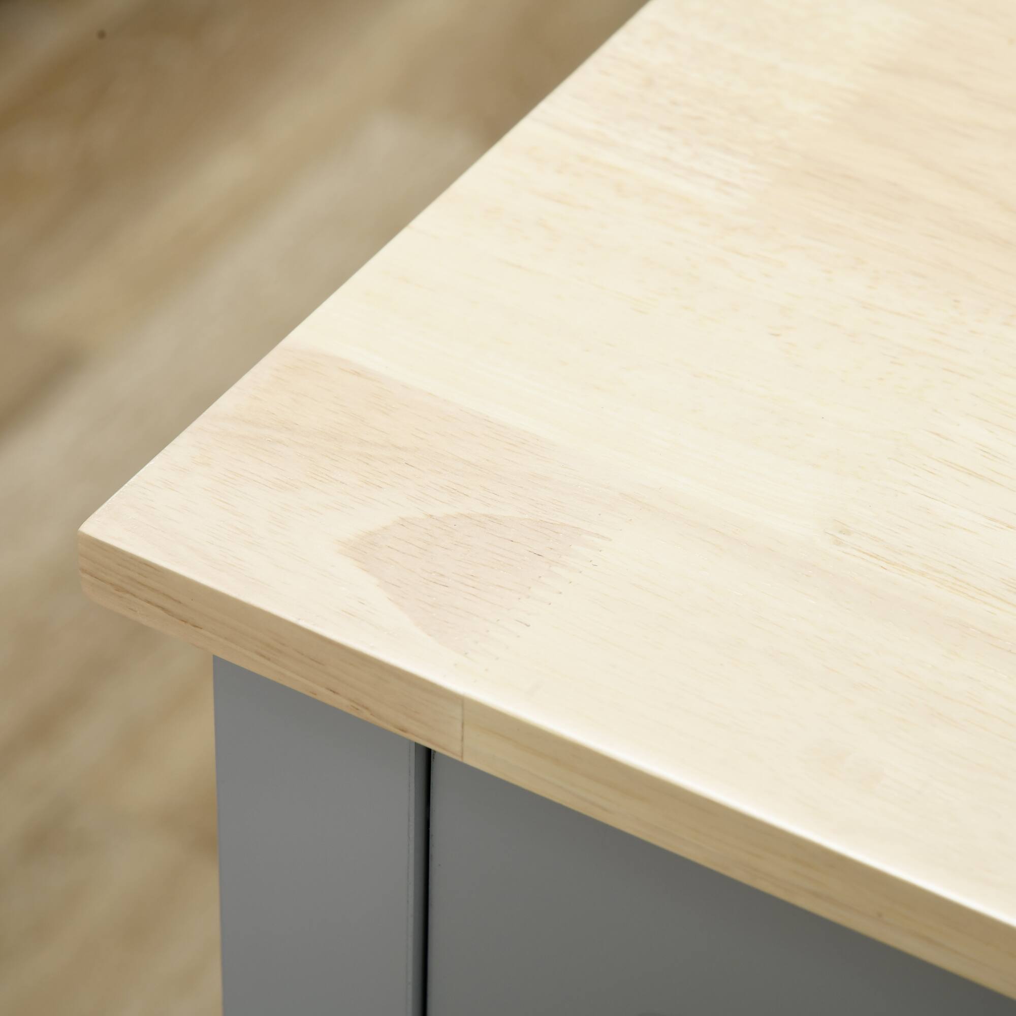 Alt View 5. Homcom - Rolling Kitchen Island Cart, Portable Serving Trolley Table with Drawer, Adjustable Shelf and 2 Towel Racks - Grey.