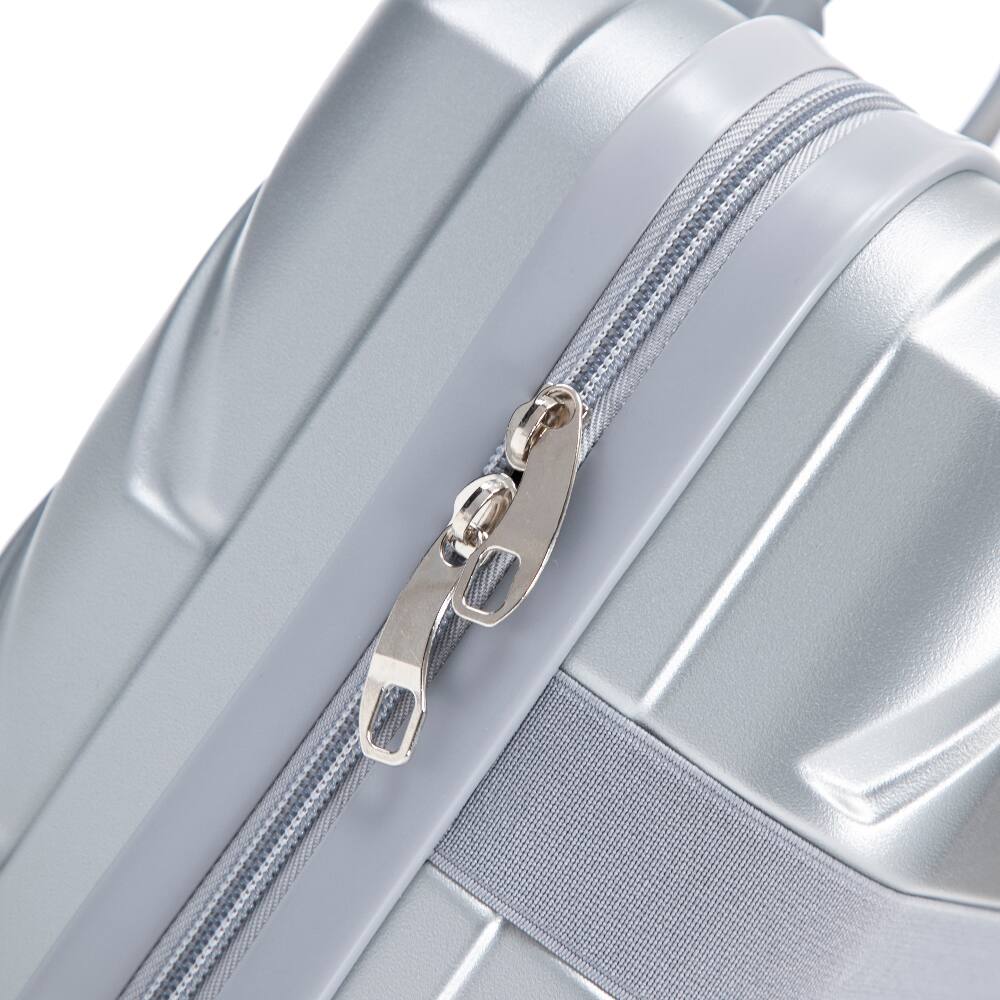 Alt View 1. Ropilly - Ropilly 2 Piece Luggage Set 20" Hard Shell Suitcase with 14 Inch Cosmetic Case Silver - Silver.