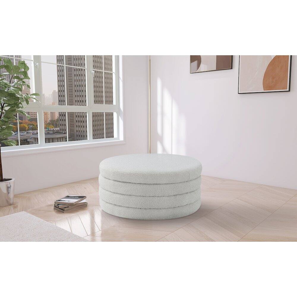 Alt View 1. Meridian Furniture - Aphia Cream Boucle Fabric Ottoman/Coffee Table - Beige.
