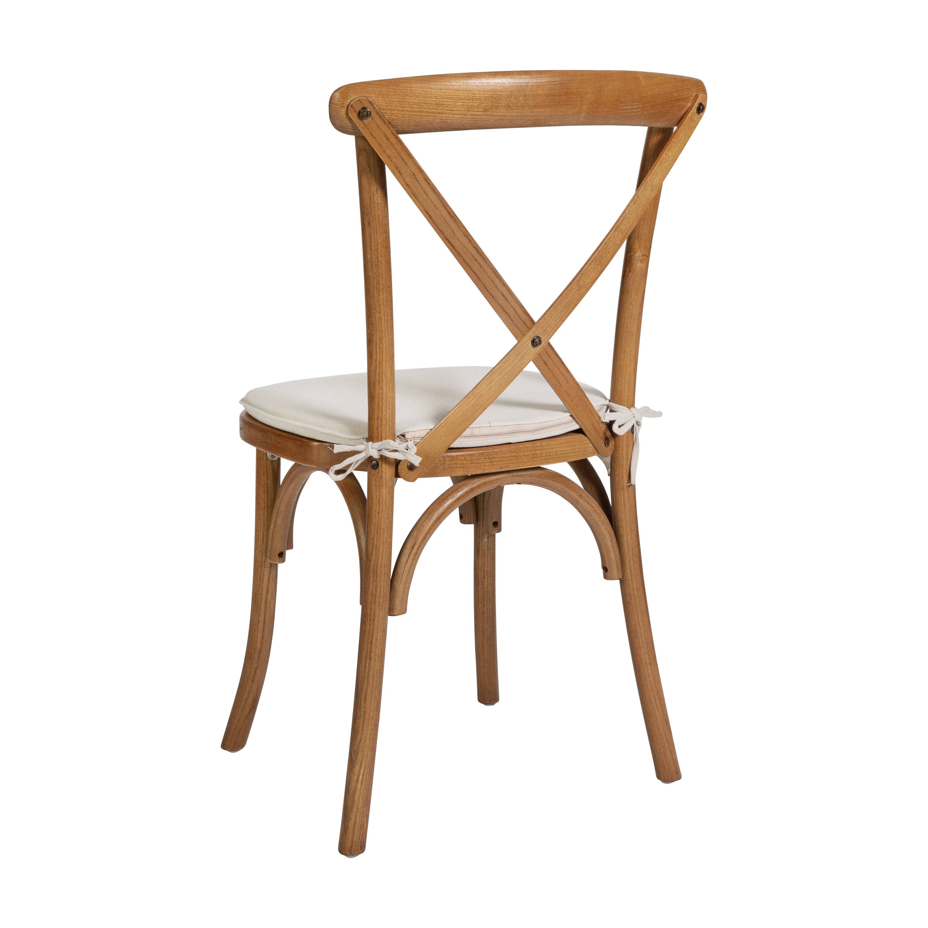 Alt View 5. Emma + Oliver - Stackable Wood Cross Back Dining Chair with Cushion - Pecan.