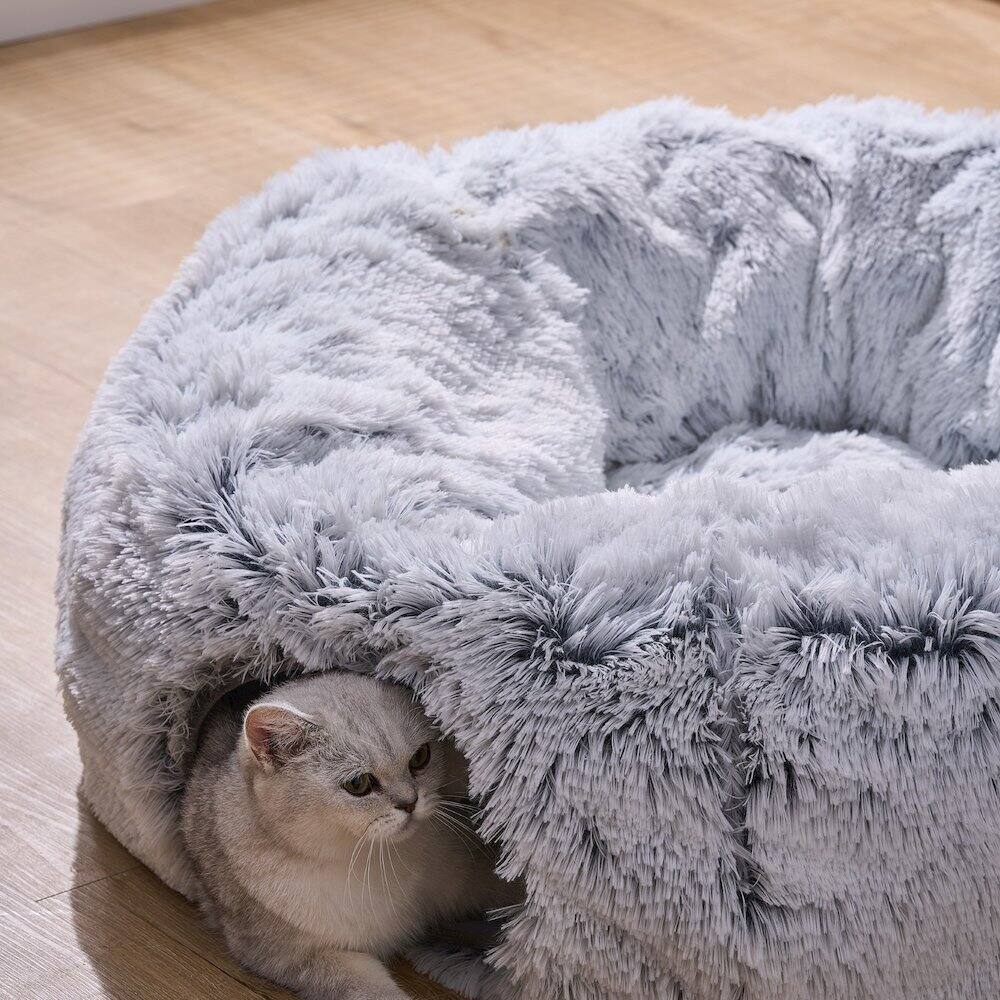 Alt View 2. PetPals - Grey Cat Tunnel with Faux Fur - Grey.
