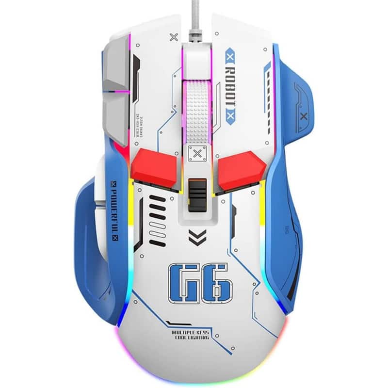 SKRAN - Ergonomic Gaming Mouse - 5 Adjustable DPI up to 4000, Comfort Grip, 9 Programmable Buttons for PC Gamers & Office Use - Wireless - White