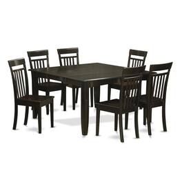 East West Furniture - 7 Pc Formal Dining room set-Table and 6 Kitchen Chairs - Cappuccino