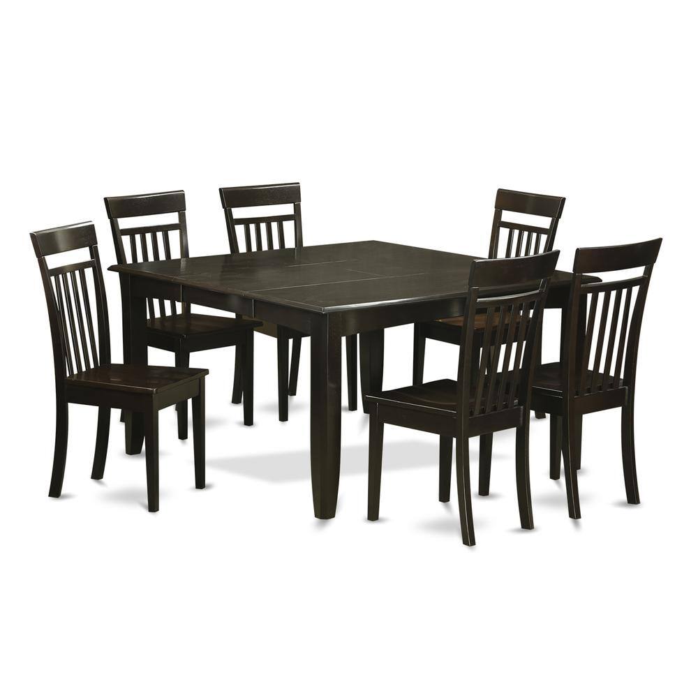 Front. East West Furniture - 7 Pc Formal Dining room set-Table and 6 Kitchen Chairs. - Cappuccino.