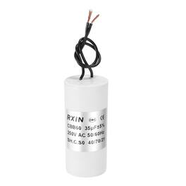 Unique Bargains - 35uF CBB60 Running Capacitor, AC 250V Cylinder 2 Wire for Air Conditioner, Compressor, Washing Machine - White