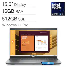 Dell - Latitude 5550 15.6"FHD Business AI Laptop - Intel Core Ultra5 - 16GB RAM - 512GB SSD - Thunderbolt - Backlit - Win11Pro - Ultra5-135H - Gray