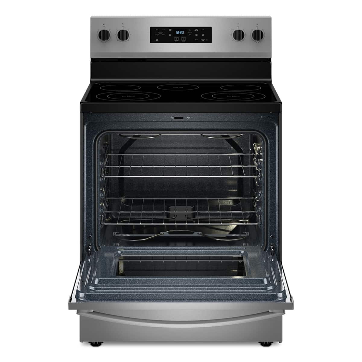 Angle. Whirlpool - Whirlpool - 5.3 Cu. Ft. Freestanding Electric Range with Cooktop Flexibility - Stainless Steel - Stainless Steel.