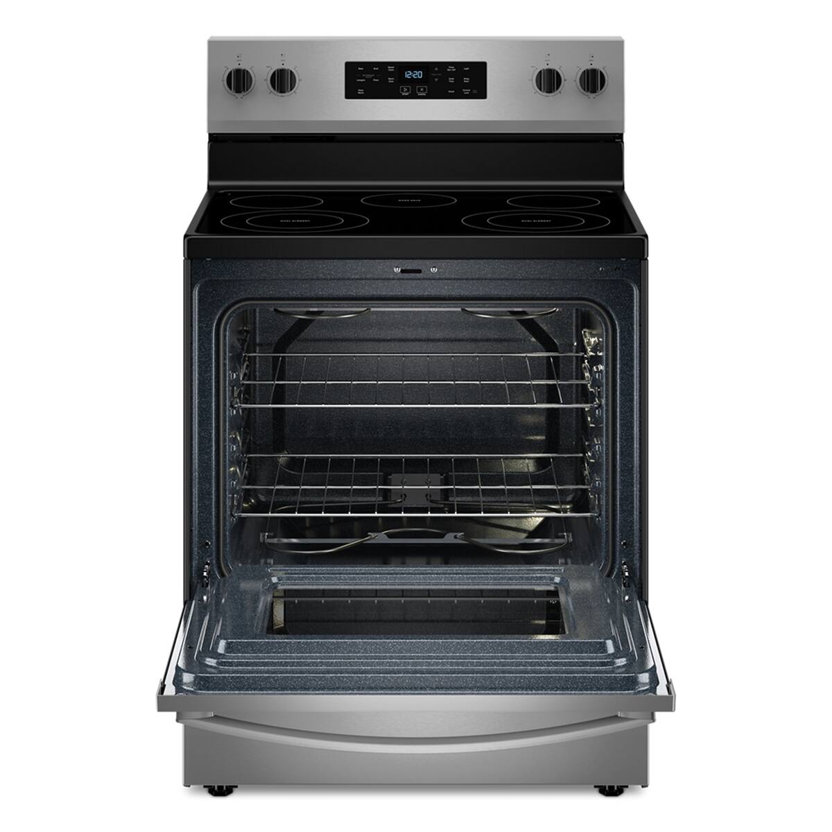 Angle. Whirlpool - Whirlpool - 5.3 Cu. Ft. Freestanding Electric Range with Cooktop Flexibility - Stainless Steel - Stainless Steel.