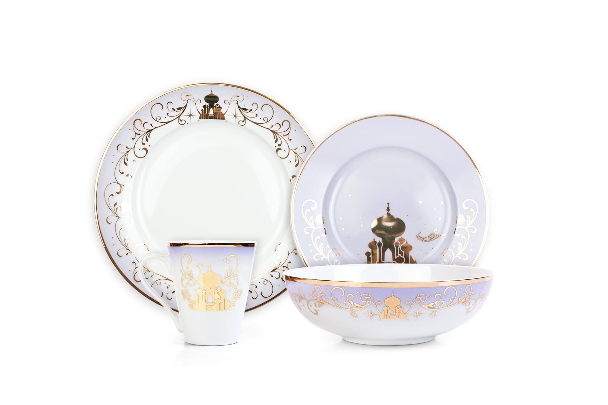 Alt View 2. Ukonic - Disney Princess 16-Piece Dinnerware Set | Cinderella, Jasmine, Ariel, Belle - White.